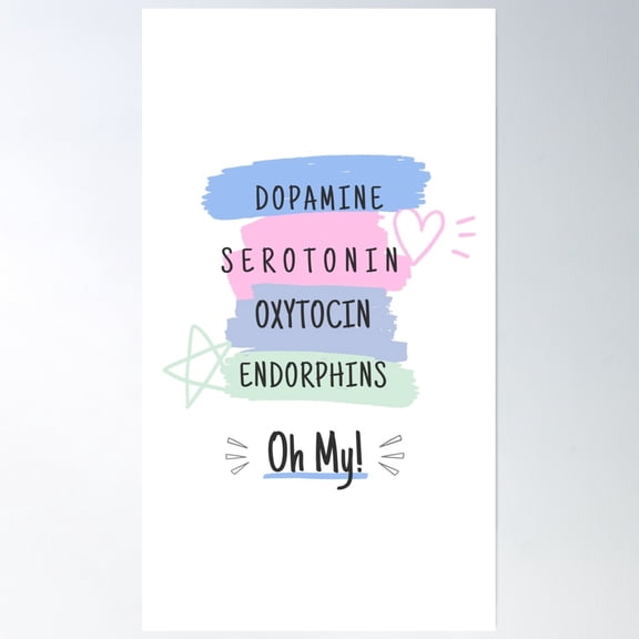 Happy Hormones Poster Wall Art, Modern Wall Decor, 12x18 UNFRAMED