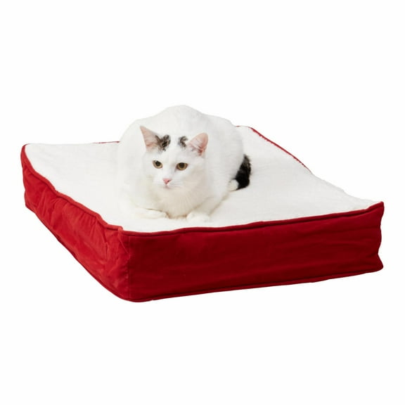 Happy Hounds Bella Small Crimson Orthopedic Sherpa Cat Bed