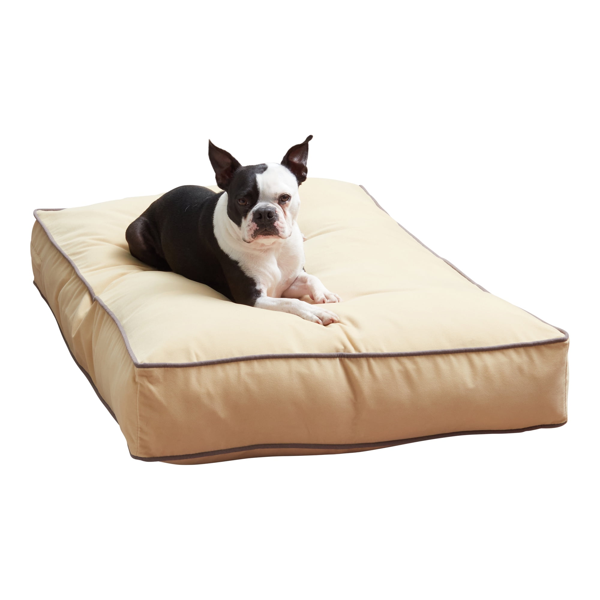 Medium Cream Microfiber Rectangle Pillow Dog Bed
