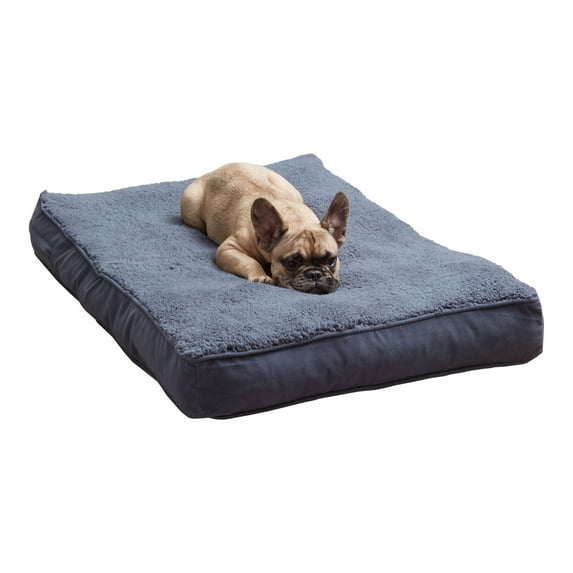Happy Hounds Daisy Deluxe Sherpa Supportive Dog Bed, Blue Steel, Small (36 x 24 in.)