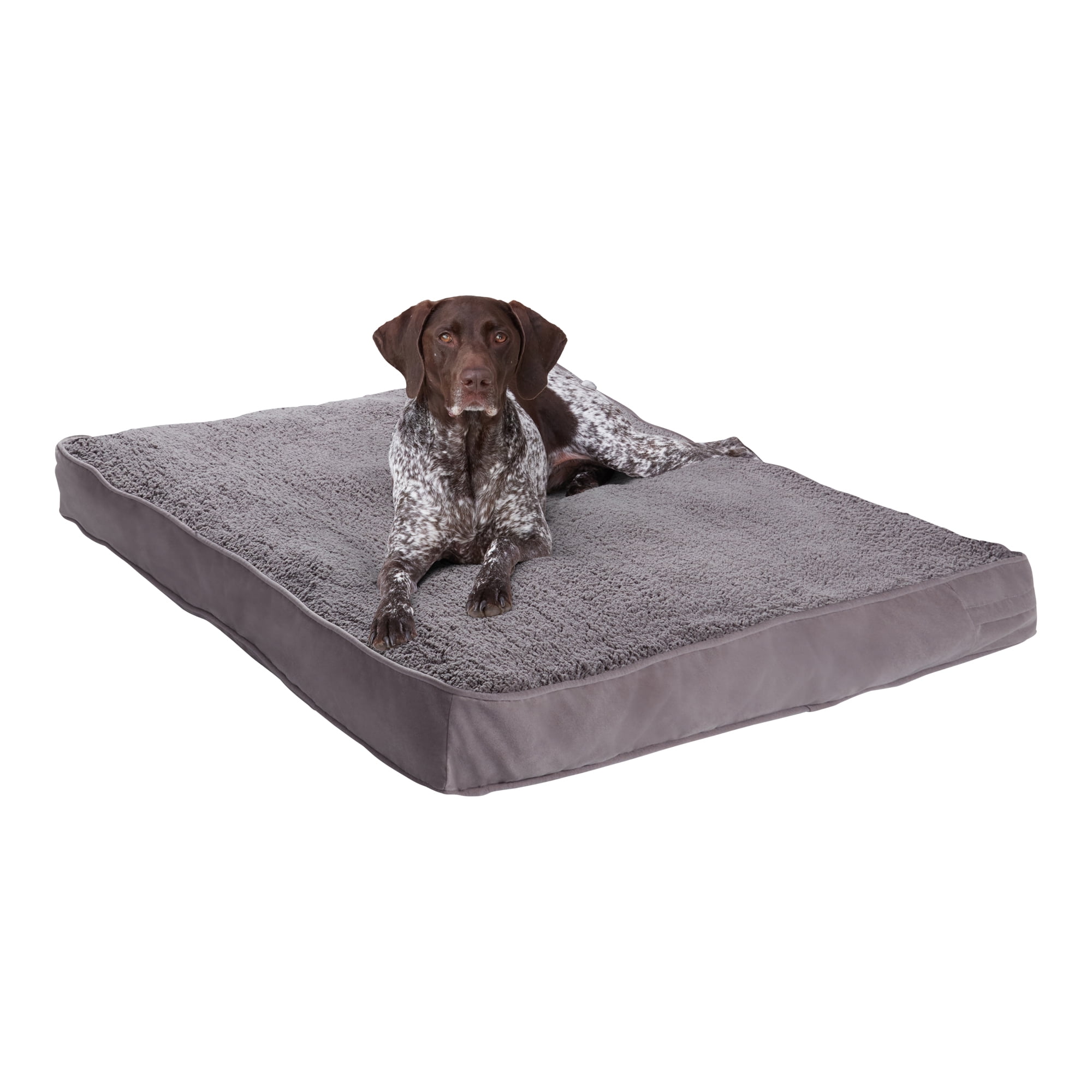 Happy Hounds Daisy Deluxe Sherpa Supportive Dog Bed, Gray, Large (48 x 36 in.)