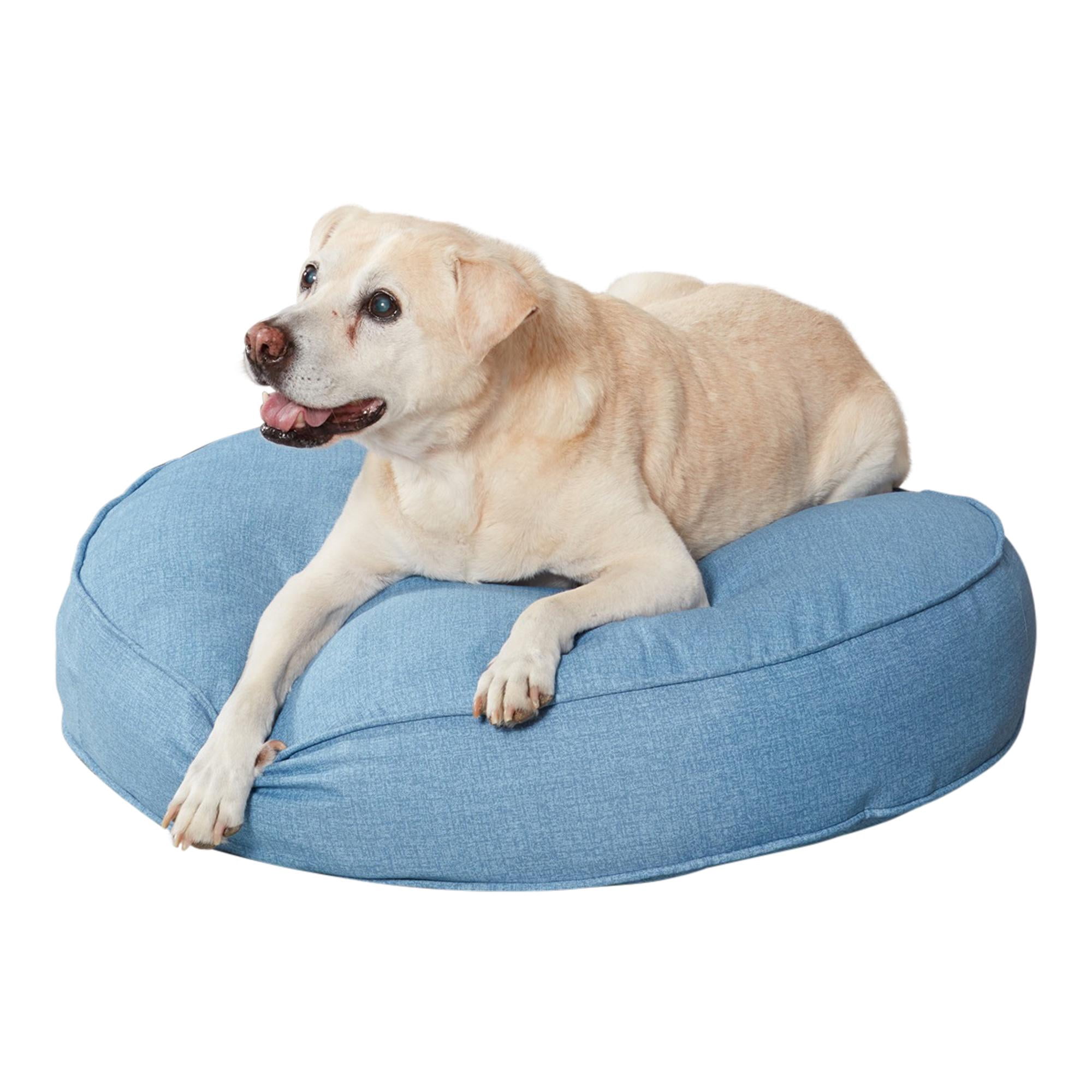 Happy Hounds Gordie Indoor/Outdoor Round Dog Bed, Medium (36"), Denim