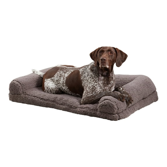 Happy Hounds Millie Large Sherpa Sofa Style Dog Bed, Fossil