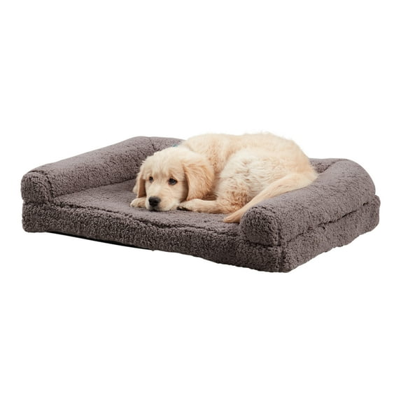 Happy Hounds Millie Medium Sherpa Sofa Style Dog Bed, Fossil
