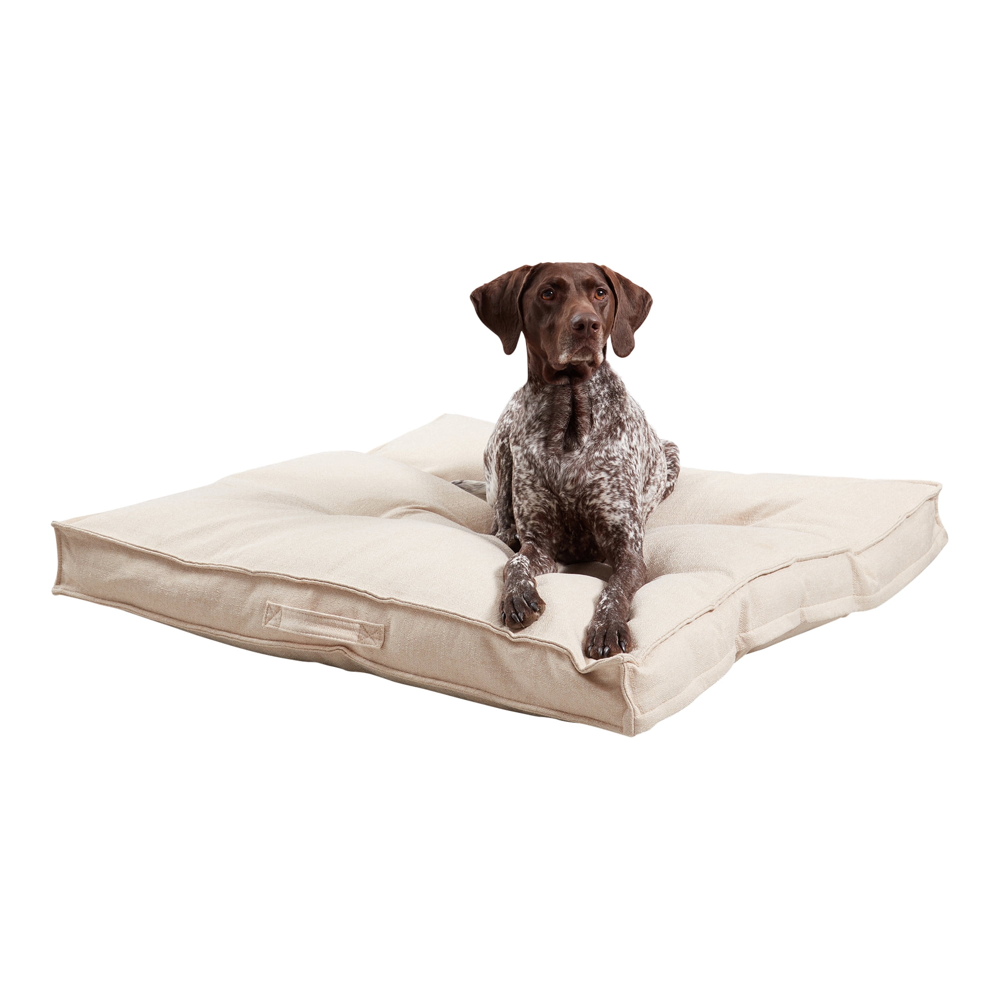 Happy Hounds Milo Square Tufted Pillow Dog Bed- Cream- Large (40 x 40 ...