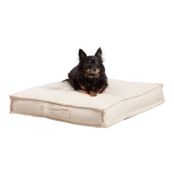 Happy Hounds Milo Square Tufted Pillow Dog Bed- Cream- Small (24 x 24 in.)