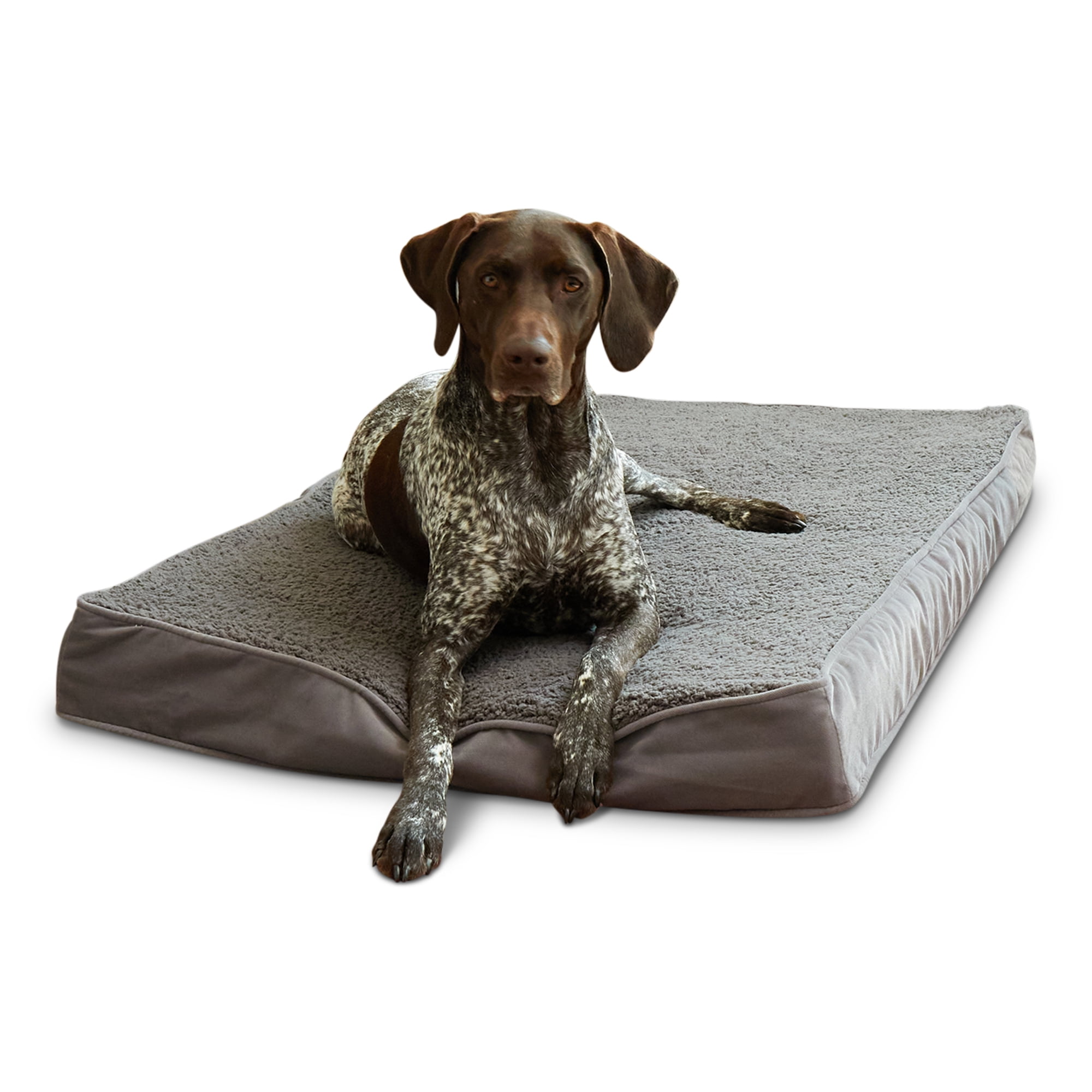 Medium Gray Sherpa Orthopedic Dog Bed with Egg Crate Foam