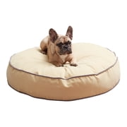 Happy Hounds Scout Round Reversible Pillow Dog Bed, Buttercream, Small