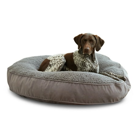 Happy Hounds Scout Deluxe Gray Sherpa Round Pillow Dog Bed, Large