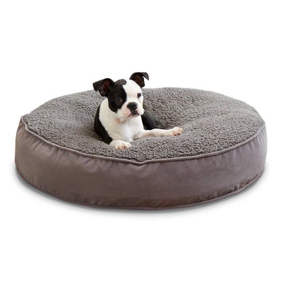 Happy Hounds Scout Sherpa Round Pillow Dog Bed, Gray, Small (30 x 30 in.)