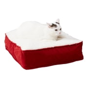 Happy Hounds Willow Small Crimson Rectangle Pillow Style Sherpa Cat Bed