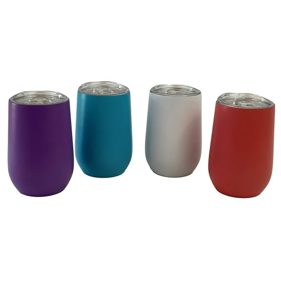 Happy Hour 16 oz Double Wall Insulated Tumblers - Set of 4 (Assorted Colors)
