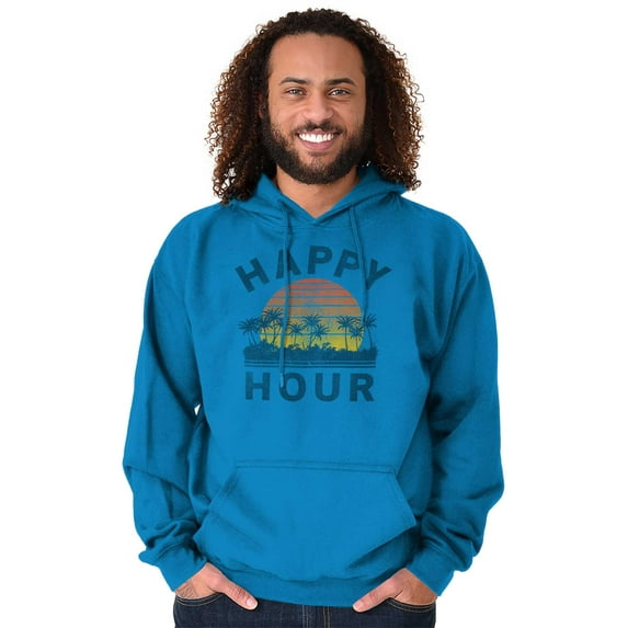 Happy Hour Beach Vacay Vibes Drinking Hoodie Sweatshirt Women Men Brisco Brands 2X
