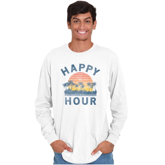 Happy Hour Beach Vacay Vibes Drinking Long Sleeve TShirt Men Women Brisco Brands S