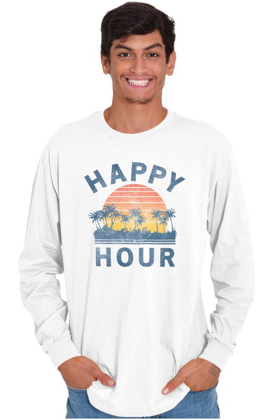 Happy Hour Beach Vacay Vibes Drinking Long Sleeve TShirt Men Women Brisco Brands S
