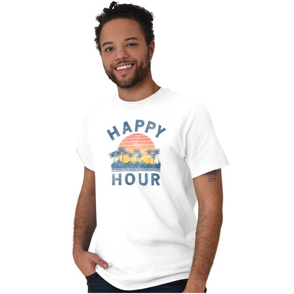 Happy Hour Beach Vacay Vibes Drinking Men's Graphic T Shirt Tees Brisco Brands M