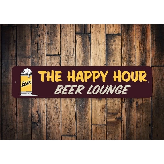 Happy Hour Beer Sign Sign For Beer Bar Beer Lovers Sign For Man Man Cave Beer Bar Bar Decor Man Cave Bar Beer Bar Lounge Beer Signs - Size: 16 x 4 Inches