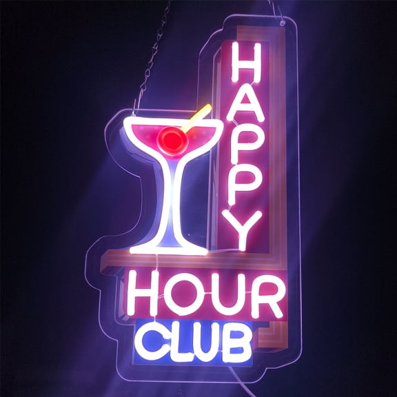 Happy Hour Club Neon Sign,Retro Led Happy Hour Neon Light for Bar Club Pub Party Man Cave Gifts Decor