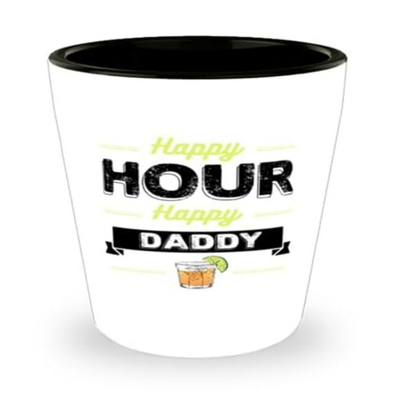 Happy Hour Daddy Drinks Shot Glass, Relaxation Gift, Mini Glassware, Perfect for Celebrations, 1.5oz Glass Cup