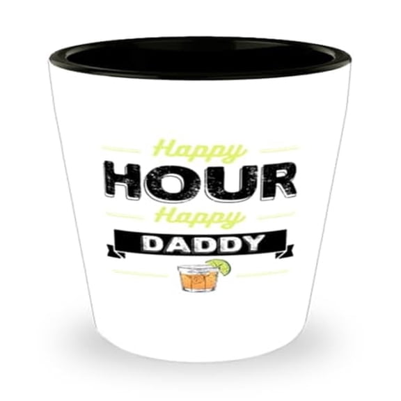 Happy Hour Daddy Drinks Shot Glass, Relaxation Gift, Mini Glassware, Perfect for Celebrations, 1.5oz Glass Cup