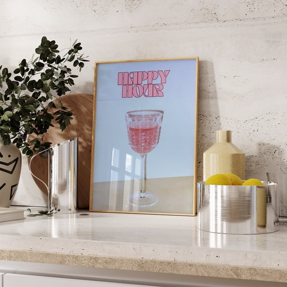 Happy Hour Drinks Wall Art Print-Aesthetic Girly Bar Cart Art-Preppy Posters-Trendy Wall Art-Cocktails Art-Retro Bar Cart Art-Retro Wall Art Unframed Paper Print