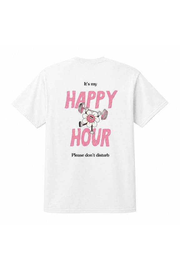 Happy Hour Gym Graphic T-Shirt, Unisex Classic Fit Cotton Tee