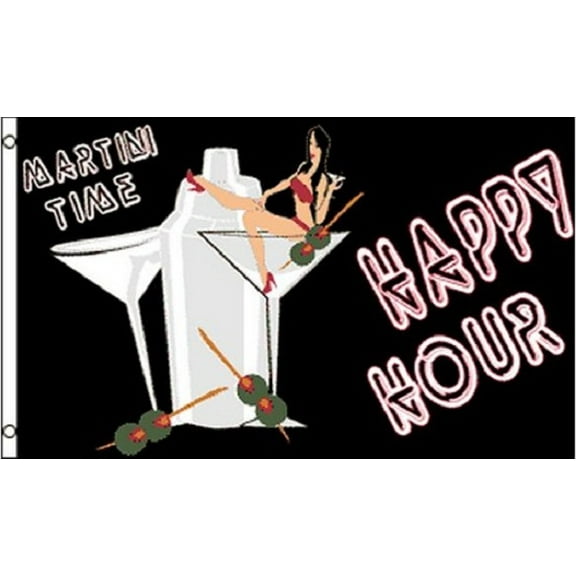 Happy Hour Martini Time Flag Party Banner Bar Sign 3x5 Foot