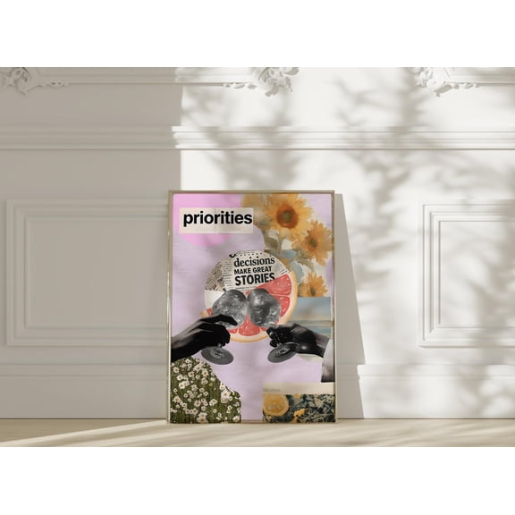 Happy Hour Newspaper Poster: Y2K Dopamine Decor, Unframed Poster Size 8x12