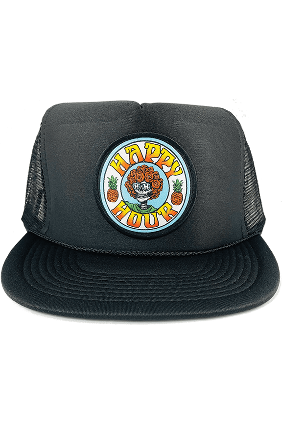 Skull and Roses Adjustable Hat - Black