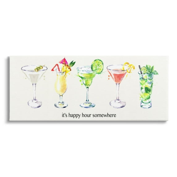 Happy Hour Somewhere Cocktails Food & Beverage Graphic Art Gallery Wrapped Canvas Print Wall Art