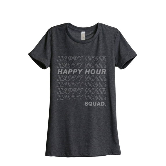 Happy Hour Squad Women's Fashion Relaxed T-Shirt Tee Charcoal Grey Large