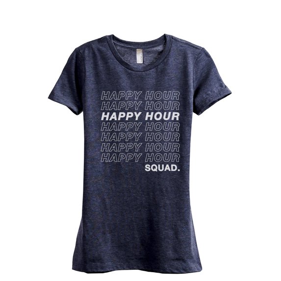 Happy Hour Squad Women's Fashion Relaxed T-Shirt Tee Heather Navy Large