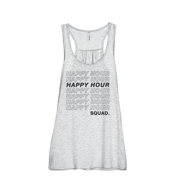 Happy Hour Squad Women's Fashion Sleeveless Flowy Racerback Workout Yoga Tank Top Sport Grey Large