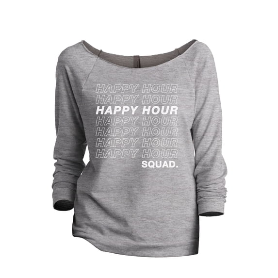 Happy Hour Squad Women's Fashion Slouchy 3/4 Sleeves Raglan Lightweight Sweatshirt Sport Grey Small