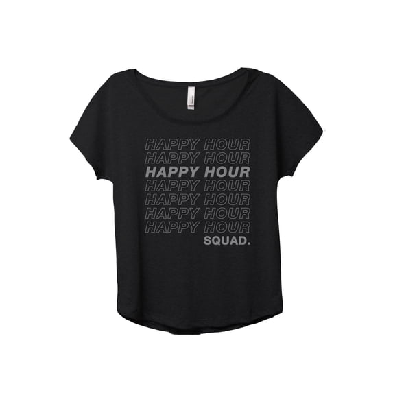 Happy Hour Squad Women's Fashion Slouchy Dolman T-Shirt Tee Heather Black 2X-Large