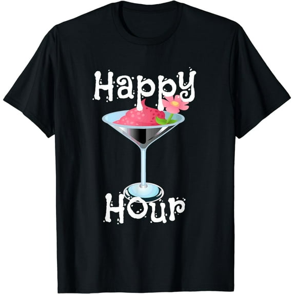Happy Hour T-Shirt Funny Cocktail Drinks Bar Tee Shirt