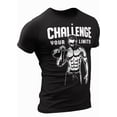 thumbnail image 1 of Happy Hour T-Shirt for Men Crossfit Workout Weightlifting Funny Gym Tshirt (Large, 014. Challenge Your Limits T-Shirt Black), 1 of 5