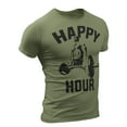 thumbnail image 1 of Happy Hour T-Shirt for Men Crossfit Workout Weightlifting Funny Gym Tshirt (Large, Military Green), 1 of 5