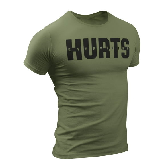 Happy Hour T-Shirt for Men Crossfit Workout Weightlifting Funny Gym Tshirt (Small, 9. Everything Hurts Military)
