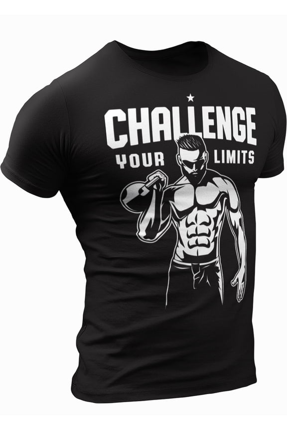 Happy Hour T-Shirt for Men Crossfit Workout Weightlifting Funny Gym Tshirt (XX-Large, 014. Challenge Your Limits T-Shirt Black)