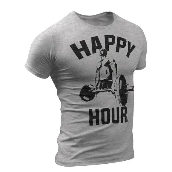 Happy Hour T-Shirt for Men Crossfit Workout Weightlifting Funny Gym Tshirt