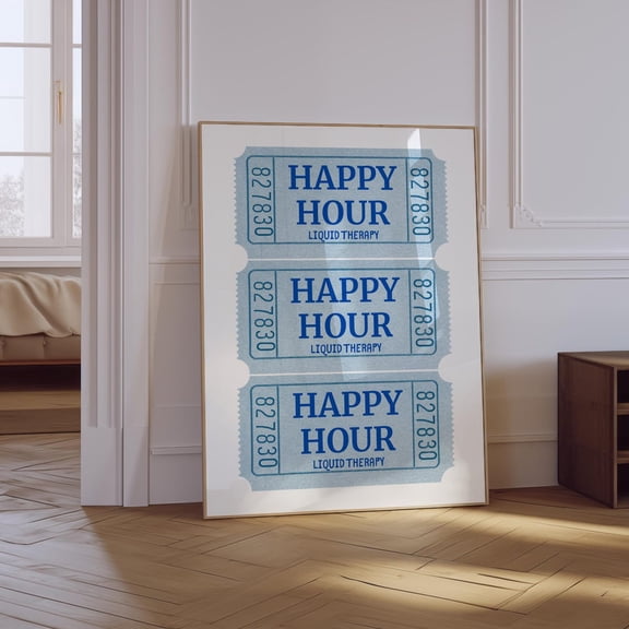 Happy Hour Ticket Retro Bar Design 3 Unframed Paper Print