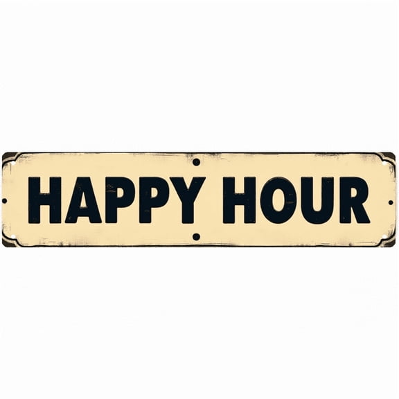"Happy Hour Wine Tasting Daily" Tin Sign - 16x4 Inches Bar Decor for Wall, Suitable for Home Bar, Patio, Kitchen | bar decorations for home, happy hour sign, vintage bar decor