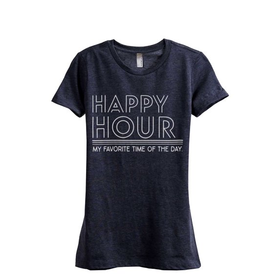 Happy Hour Women's Fashion Relaxed T-Shirt Tee Heather Navy X-Large