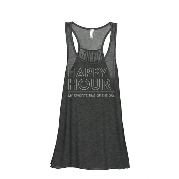 Happy Hour Women's Fashion Sleeveless Flowy Racerback Tank Top Charcoal Grey Large
