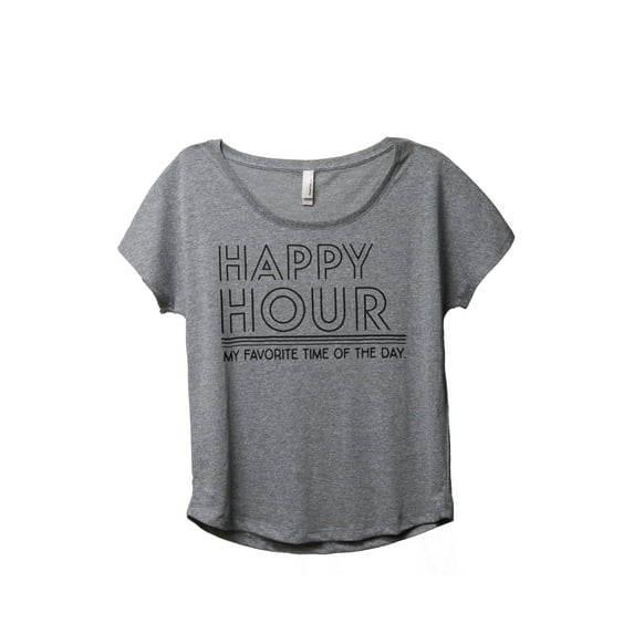Happy Hour Women's Fashion Slouchy Dolman T-Shirt Tee Heather Grey Small