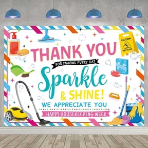 Happy Housekeeping Week Backdrop Thank You for Making Every Day Sparkle and Shine Photography Background Housekeeping Appreciation Week Decorations Banner Supplies Photo Props