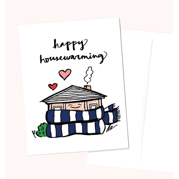 Happy Housewarming Card Adorable Cozy House Design with Hearts Blank Inside, Includes Envelope Perfect Housewarming Gift for New Homeowners, Friends, or Family