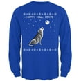 thumbnail image 1 of Happy Howl-idays Holidays Wolf Ugly Christmas Sweater Mens Long Sleeve T Shirt Royal 3X-LG, 1 of 1