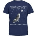 thumbnail image 1 of Happy Howl-idays Holidays Wolf Ugly Christmas Sweater Mens T Shirt Metro Blue LG, 1 of 1